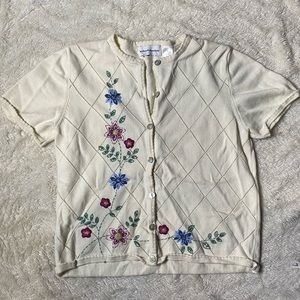 alfred dunner floral knitted button up